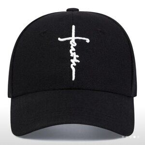 NWOT Black Faith Script Logo Baseball Cap - Women Accessories Hats